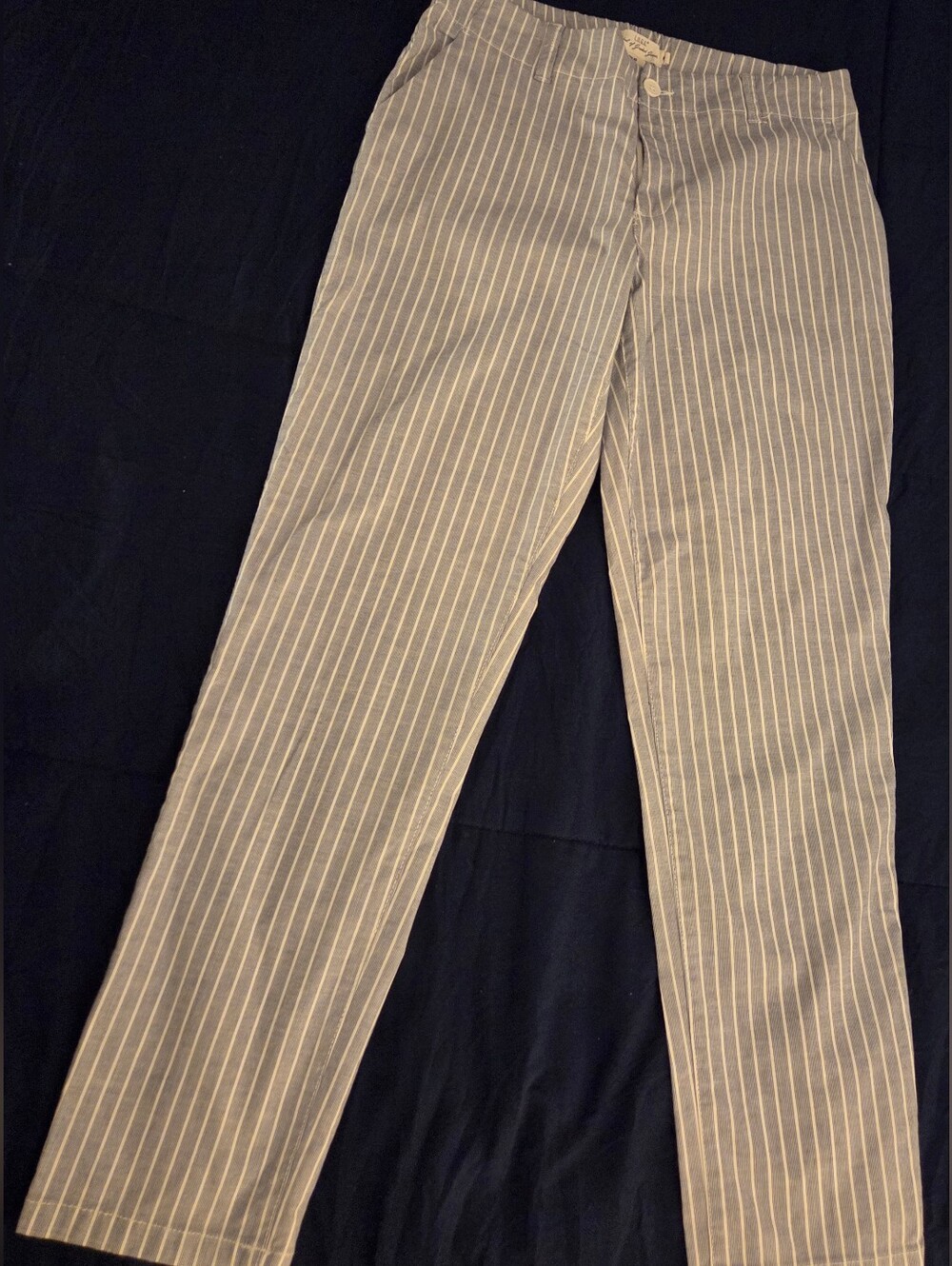 L.O.G.G. Blue/gray And White Pinstripe Trousers, Size 10